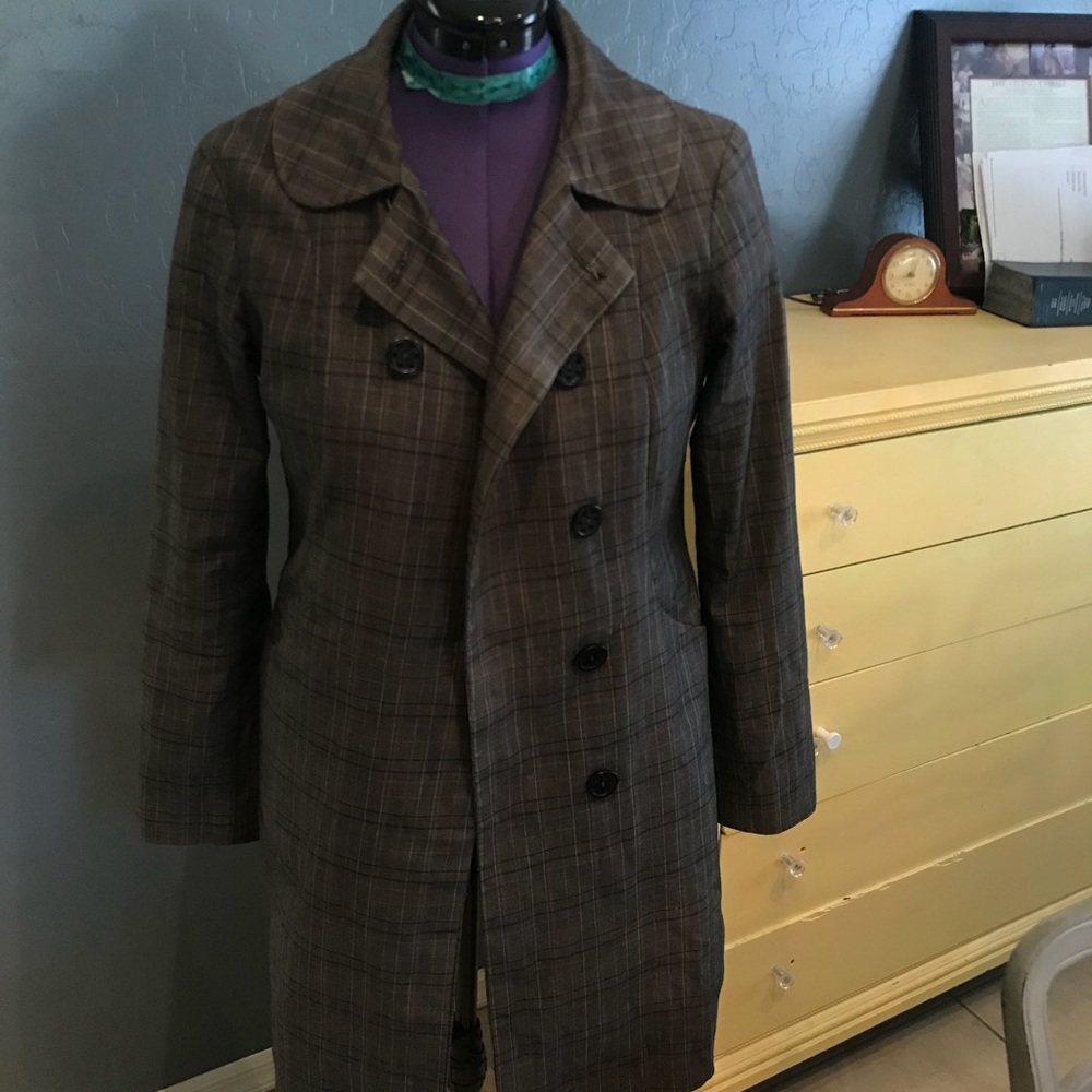 Grey w/striped pea coat